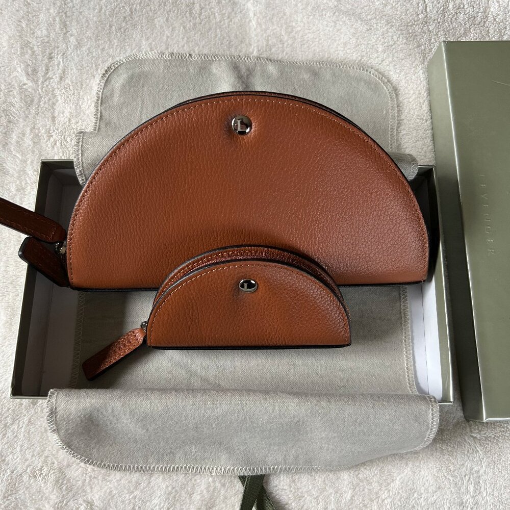NIB Levenger Luna Pouch Set in Cognac